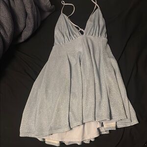Sparkling Silver/blue Spaghetti Strap Dress